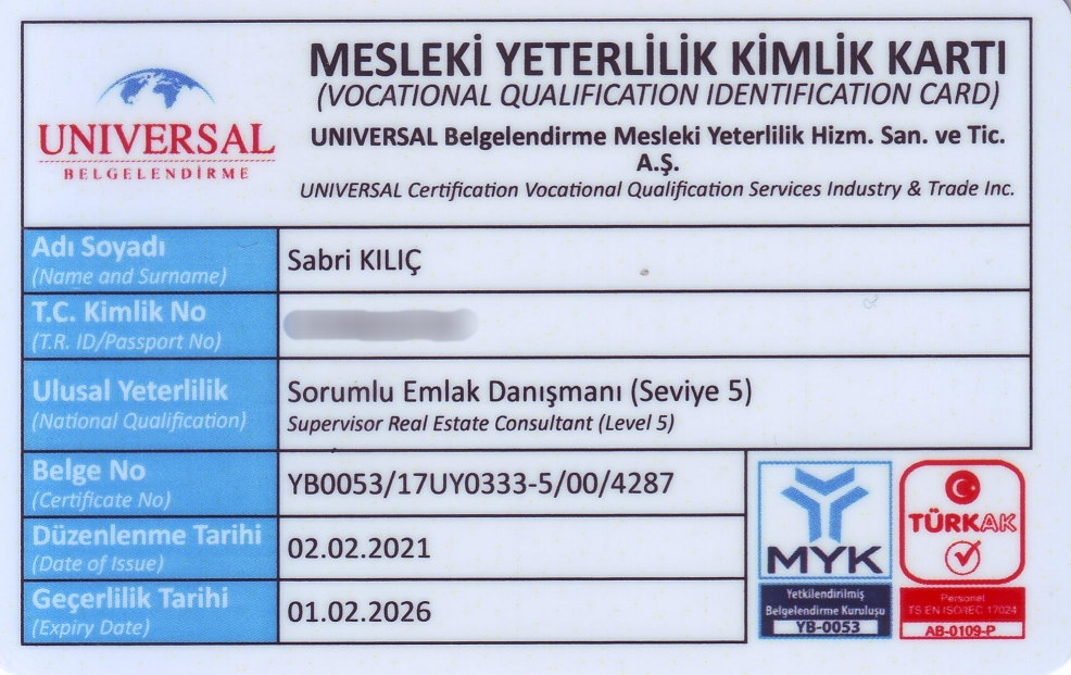 Mesleki Yeterlilik Kimlik Kartı